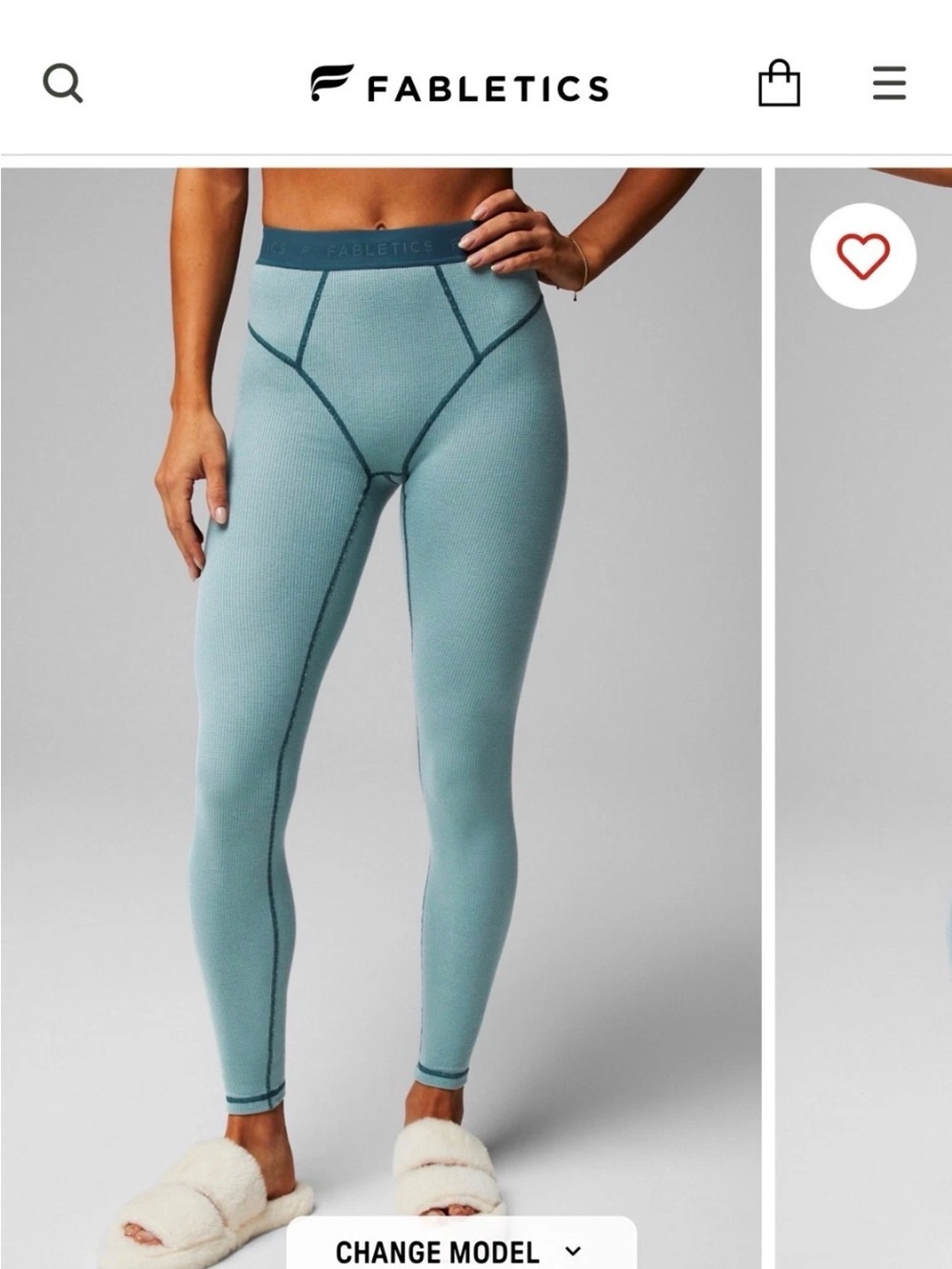 Fabletics Seafoam Green High-Rise Jeggings with Contrast Seams